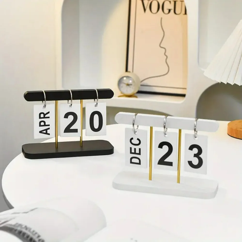Elegant Nordic Light Luxury Flip Calendar Sturdy Decorative Desktop Ornament for Living Room Entryway Office & Wine Cabinet