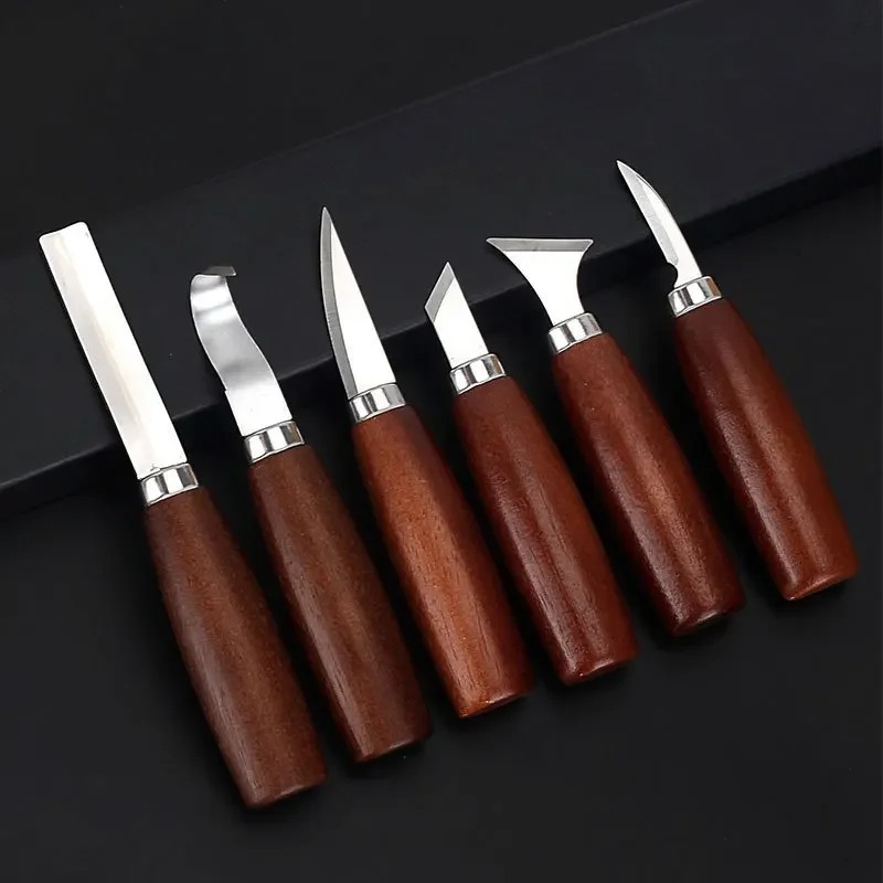 6pcs Tools Set for Wood Carving Chisel Woodworking Cutter Hand Tool Set Wood Carving Knife DIY Peeling Woodcarving