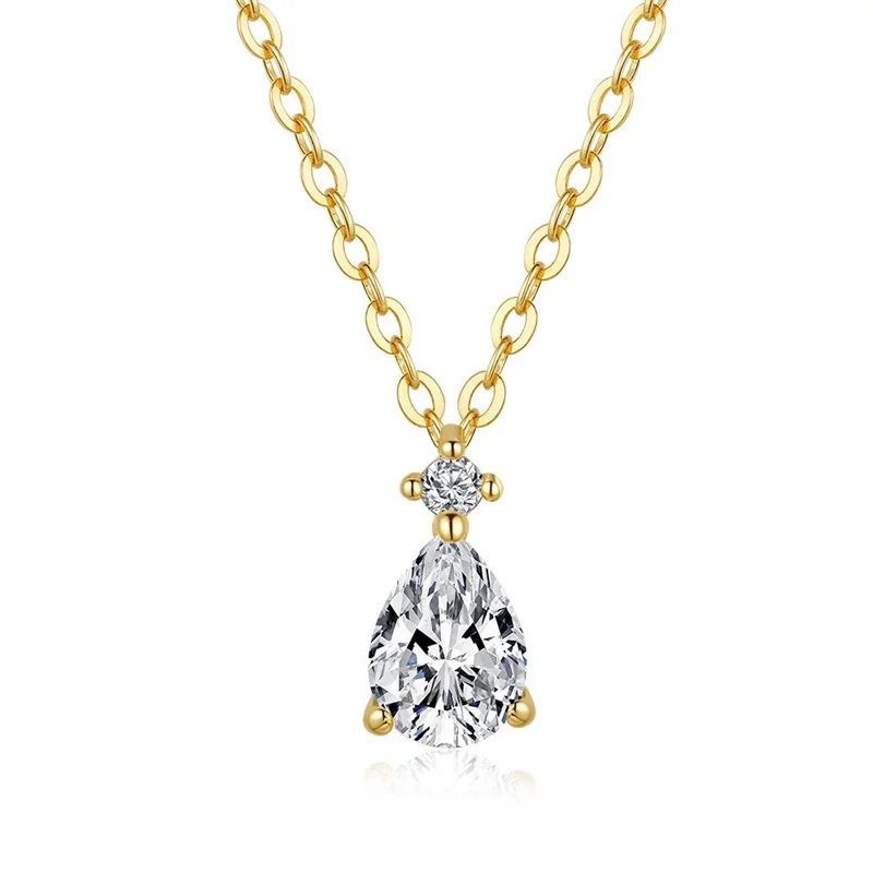 

ZFSILVER Trendy Fashion s925 Silver Color D White Moissanite Waterdrop Pear Necklace For Charms Women Party Jewelry Gift KJ105HJ
