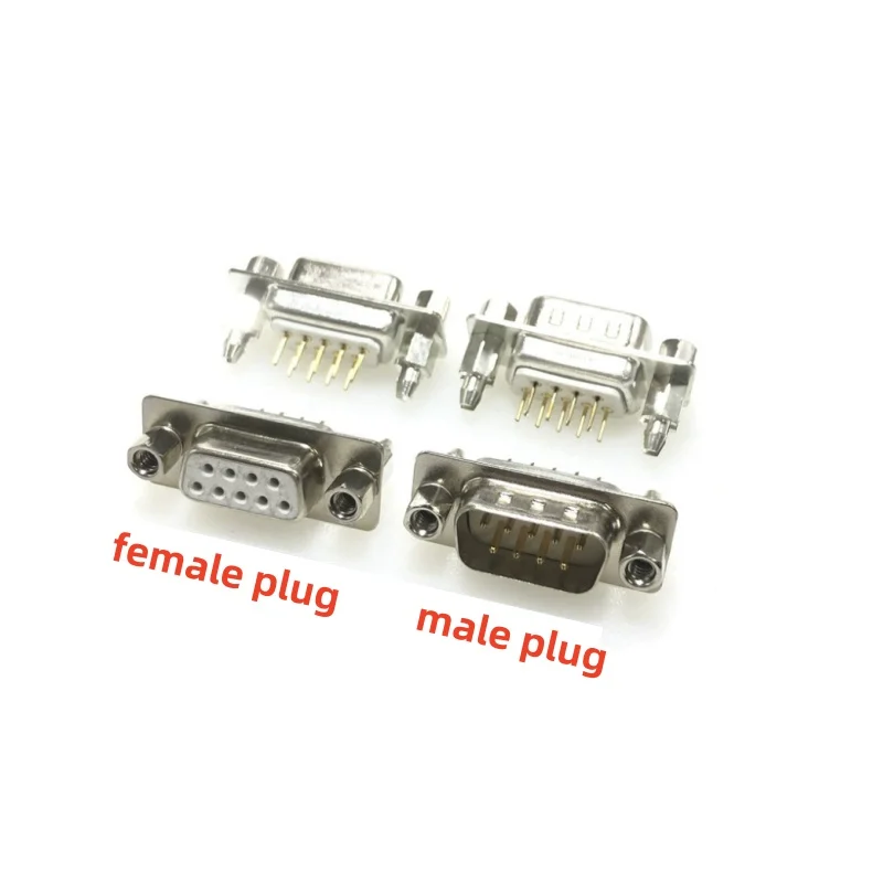 5pcs/lot DP9 male and female head white tape harpoon rivet nut DB9 welding board socket RS232 straight pin socket