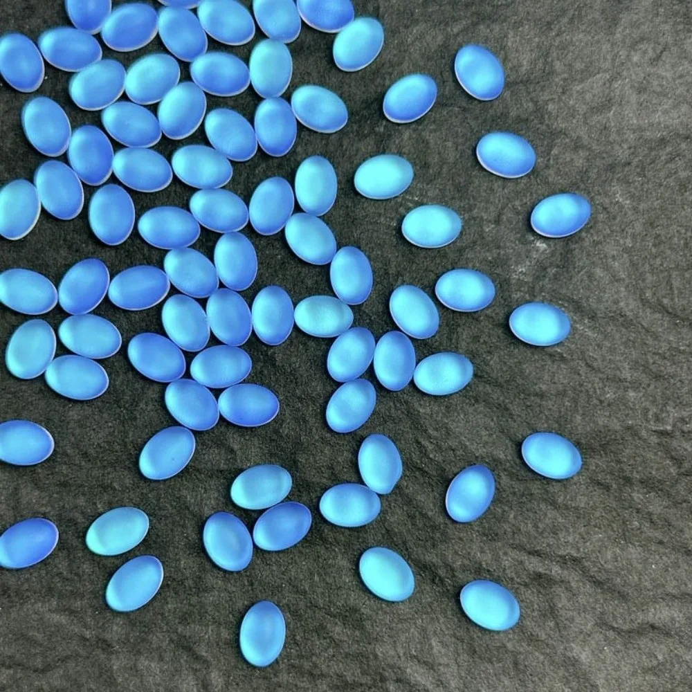 

Blue Color Rhinestone Nail Decorations Oval Shape Matte Finish Nail Charms Teardrop Gems 3D Nail Art DIY Manicure