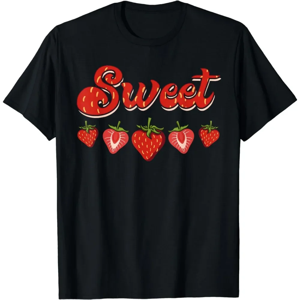 Summer Fruit Print T-shirt Sweet Strawberry Fruitist Cotton High Quality Women's Tops Strawberry Berry Fruit Lover Men's T-shirt