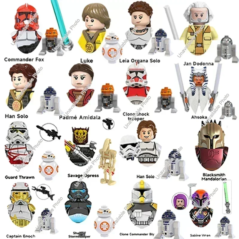 Juguetes calientes Star Wars Clone Trooper Padme Amidala Guard Thrawn bloques de construcción Ahsoka Tano Luke Darth Vader figura de acción de ladrillo juguete