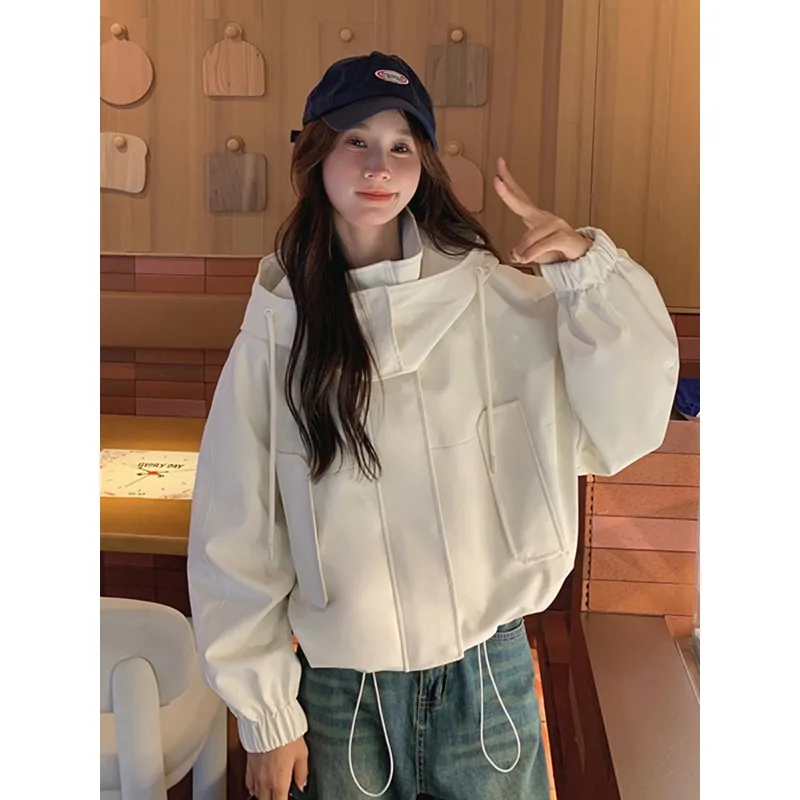 

Женская короткая куртка, пальто с круглым вырезом, повседневная новая модель 2025 года, тонкая летняя модель, подходит для маленького роста, модная осень E12540