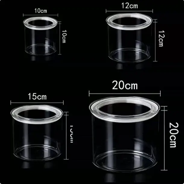 Transparent Acrylic round Cylinder Desktop Storage Box with Lid Sealed Cover Home Organization Tool Simple Style Expandable