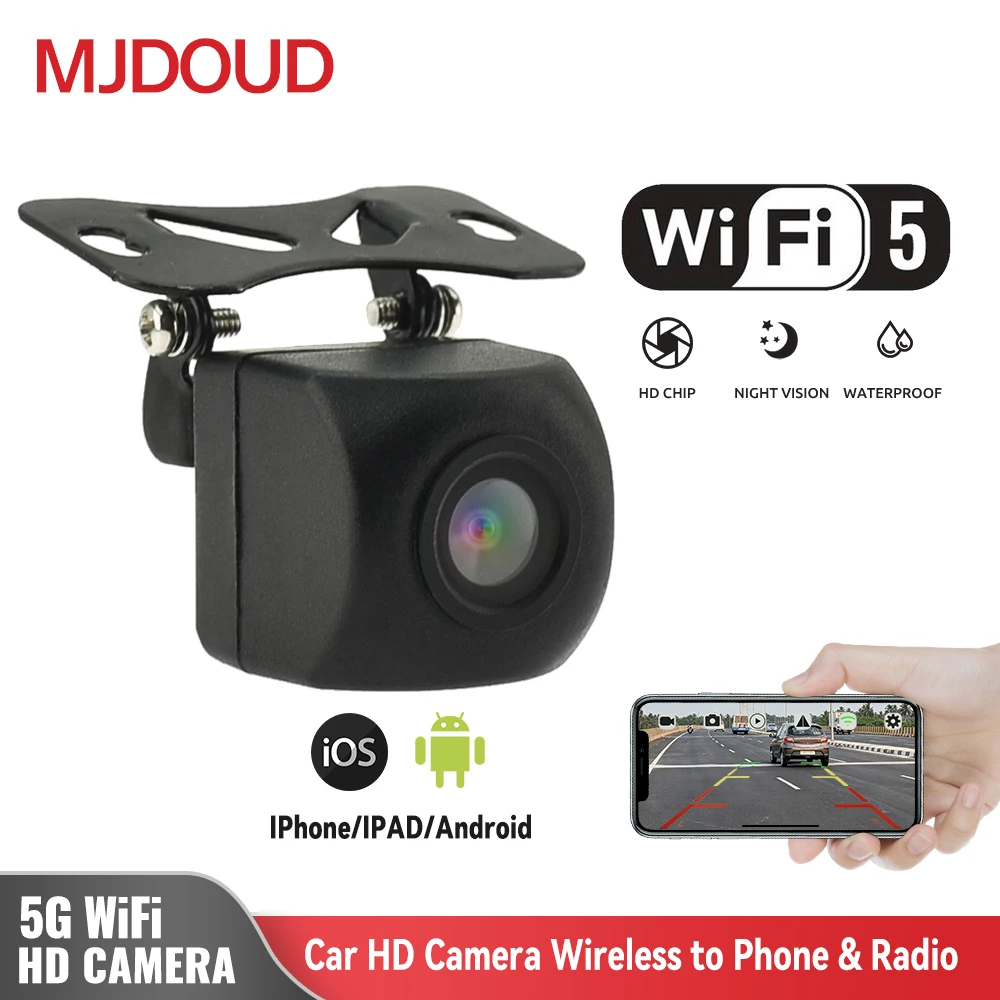 

MJDOUD Car HD Reversing Camera WIFI5 to Android/IOS/Radio Night Vision Waterproof Camera Wireless 12V Vehicle Backup Cameras