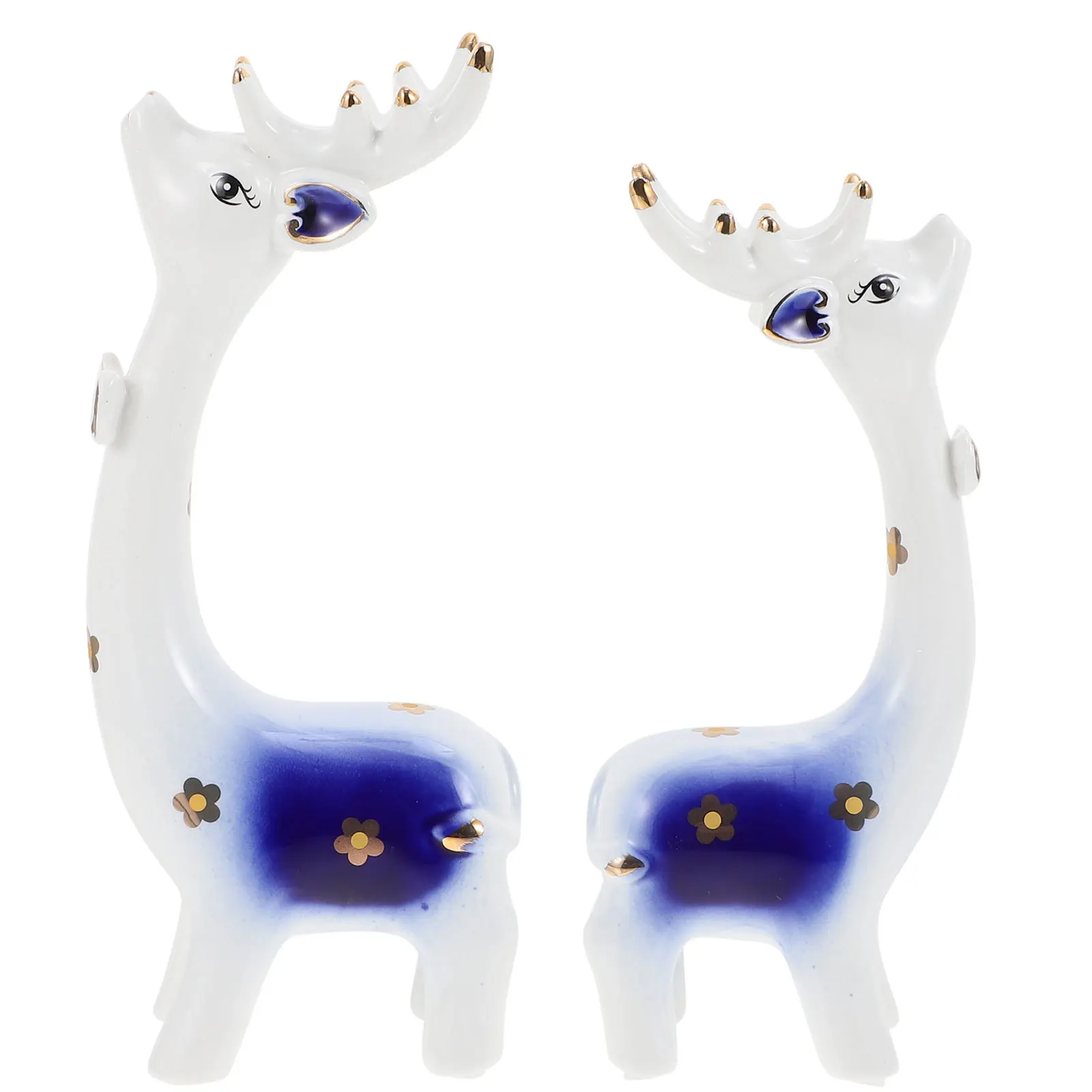 

2 Pcs Creative Ceramic Ornament Desktop Deer Small Animal Figurine Christmas Indoor Decorations Sculpture
