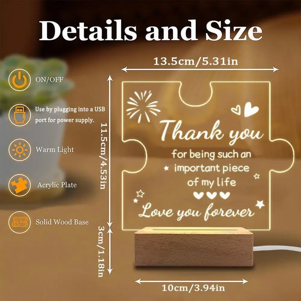 1 x leuchtendes Acryl-Puzzle-Plakette, Fotografie-Zubehör, USB-Basis, All-People-Dankeschön-Geschenk, Sammlerfiguren