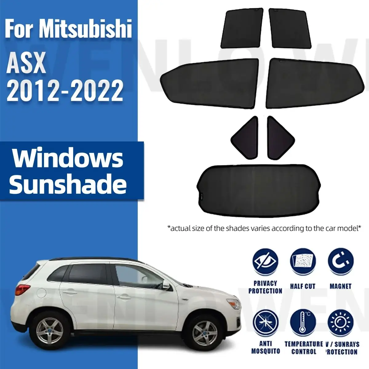 

For Mitsubishi ASX Outlander Sport 2012-2022 Magnetic Car Sunshade Front Windshield Frame Curtain Rear Side Window Sun Shade