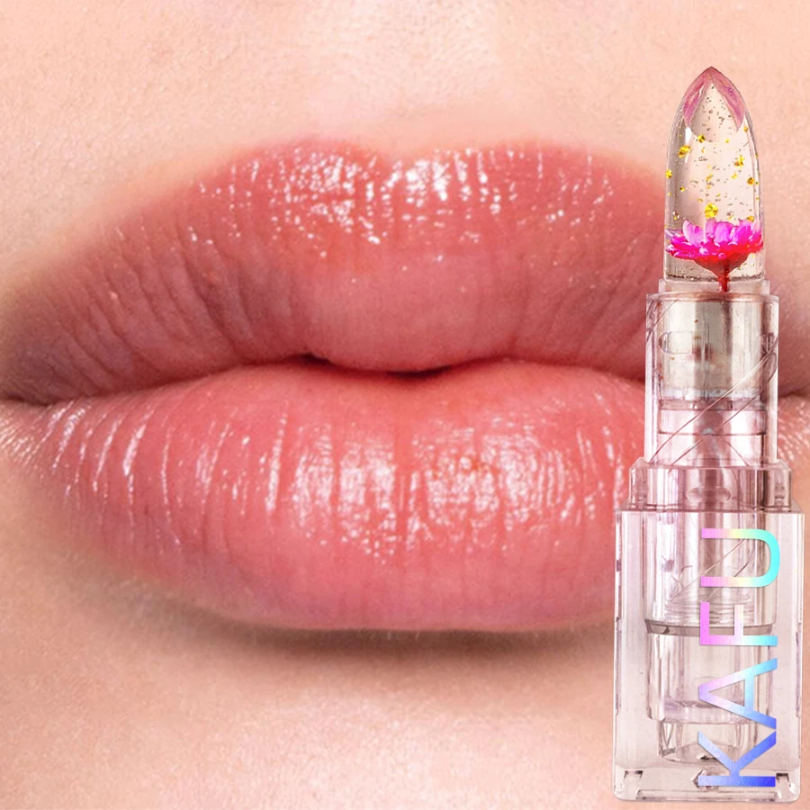 1 lápiz labial transparente de gelatina que cambia de Color con la temperatura, lápiz labial hidratante con flores, maquillaje coreano, regalos para mujeres, brillo de labios