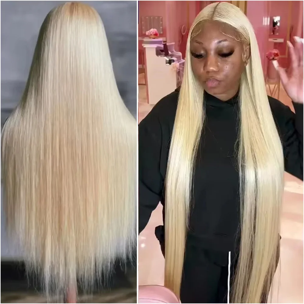 13x6Blonde 200Density Bone Straight Hd Transparent 613Lace Frontal Wig 36Inch Brazilian 100%Human Hair Lace Front Wigs For Women