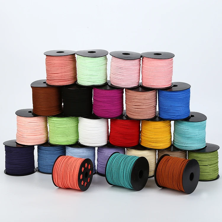 5yards/lot 2.6mm Flat Faux Suede Braided Cord Korean Velvet Leather Handmade Thread String Rope For DIY Jewelry Making Supplies