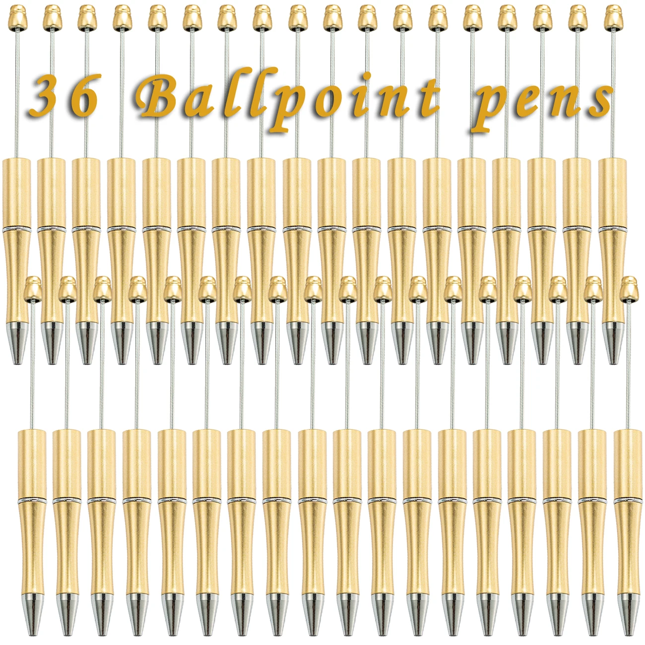 

36Pcs Gold Beaded Ballpoint Pen Pens Gift for Writing Beadable Pens DIY Gift for Student Office Supplies