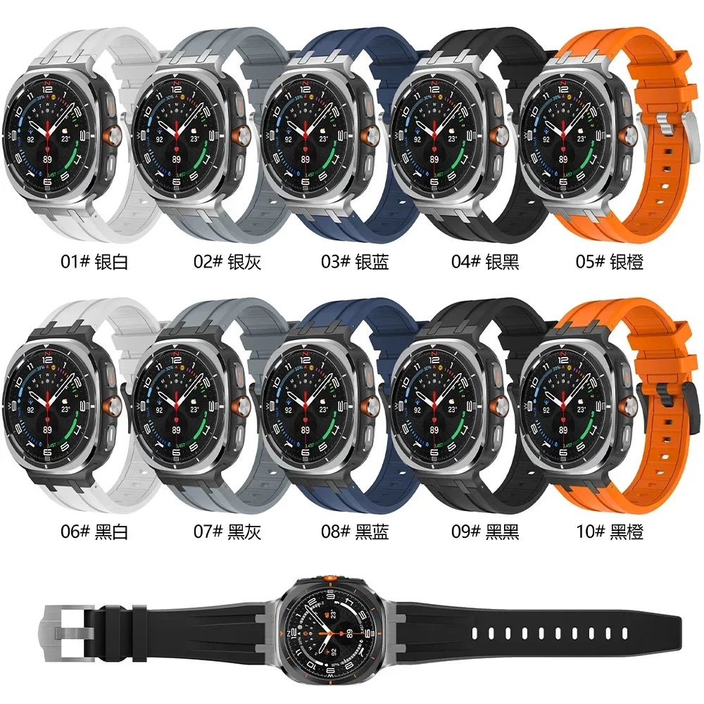 Banda de goma deportiva para hombre para Samsung Galaxy Ultra negro naranja correa de goma para SAMSUNG GALAXY ULTRA 47MM correa de reloj pulsera AP