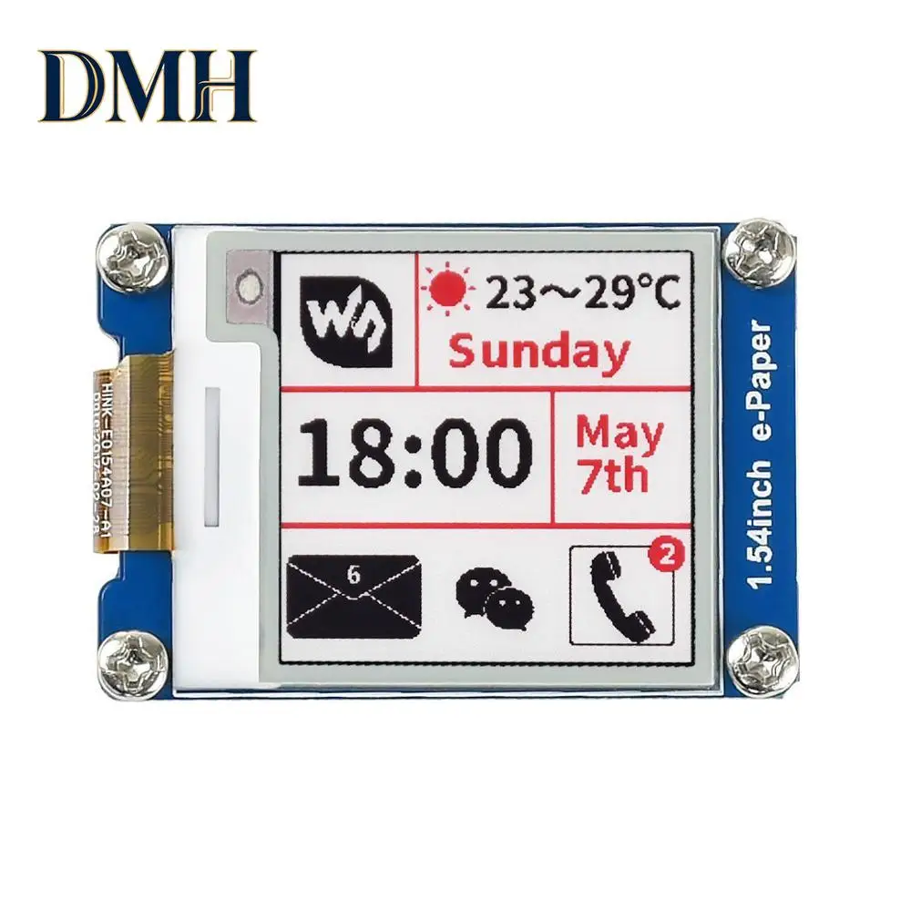 

DMH-Waveshare 1,54-дюймовый 3-цветный модуль дисплея EPD E-paper E-ink с разрешением 200x200, интерфейс SPI