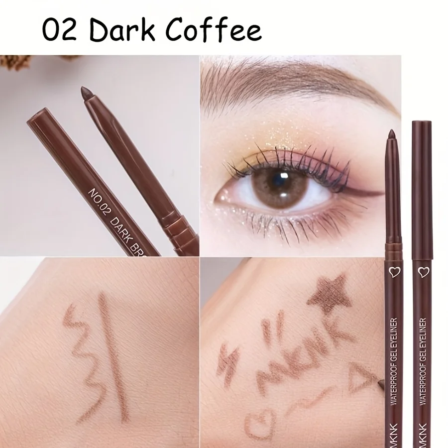 10PCS 방수 아이라이너 젤 펜슬, 브라운 아이리드 펜, 부드럽고 착용하기 쉬운 고발색 매트 마감 아이라이너 펜, 오래 지속됨