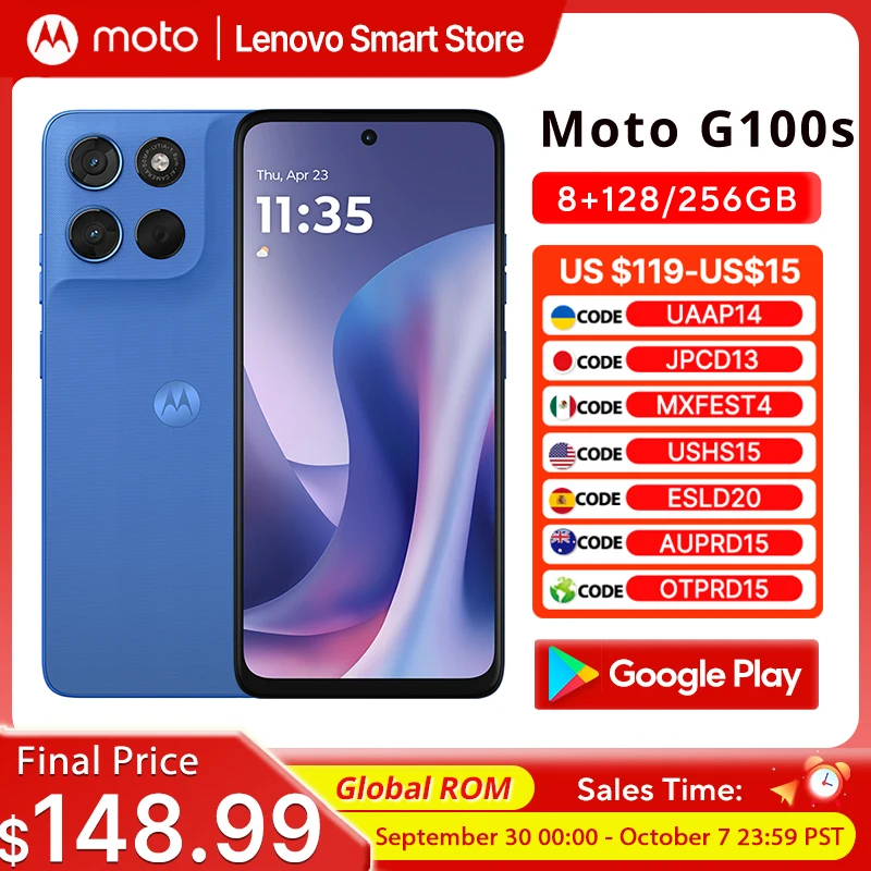 Motorola Moto G100s 5G SmartPhone 6.72-inch FHD+ 120Hz Eye Protection LCD Screen Global ROM 7000mAh Snapdragon 6s Gen4 Cellphone