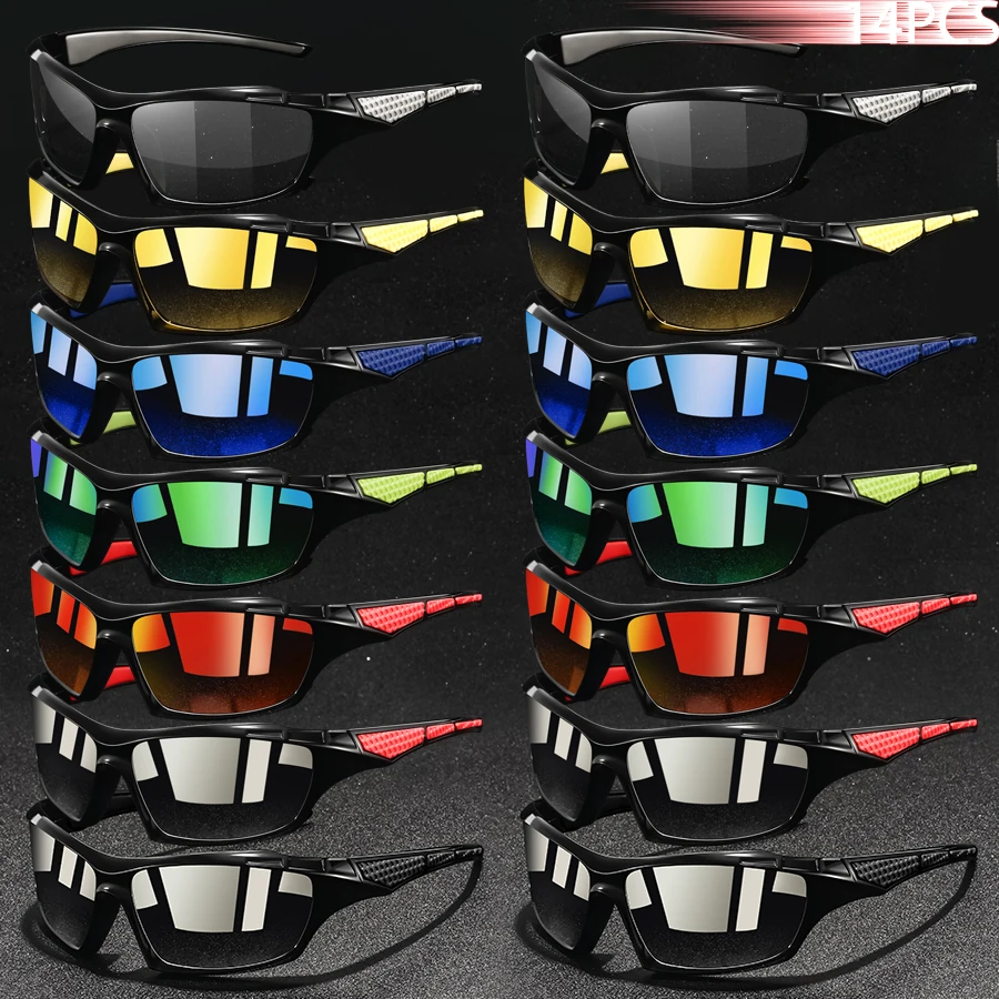 14 Pieces Fashion Vintage Sports Sunglasses Men Women Sport Sun Glasses UV400 Eyewear (This includes photochromic lenses)