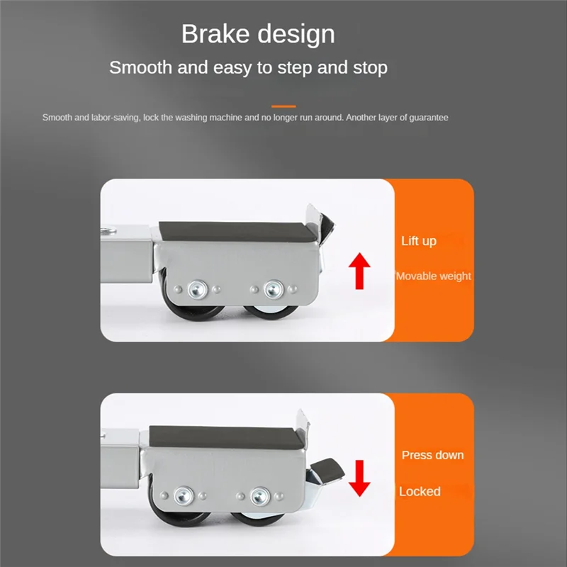 ユニバーサル洗濯機スタンド、24輪乾燥機ホルダー、拡張可能な冷蔵庫ベース、モバイルカート、収納棚、グレー