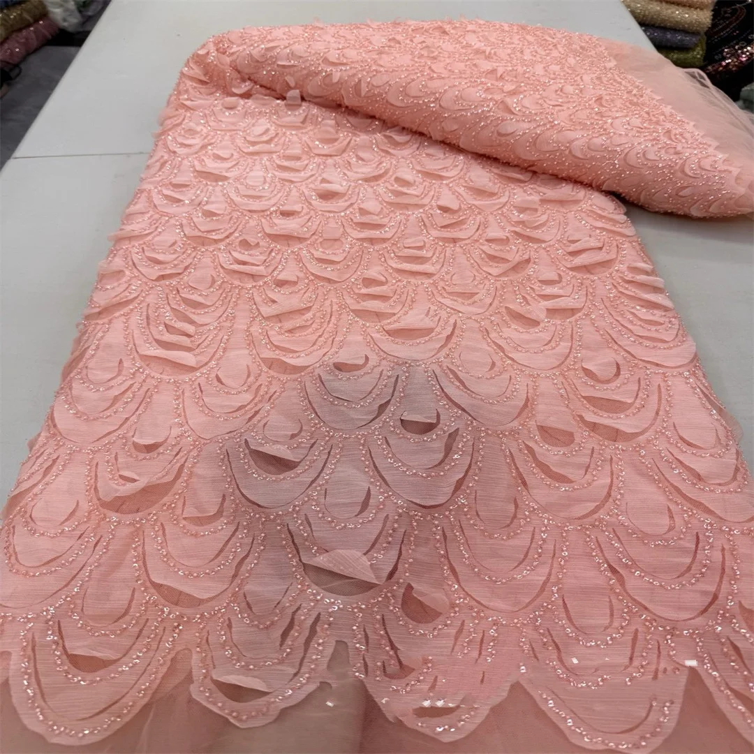 3D 꽃 프랑스어 레이스 페르시 수 놓은 스팽글 Tulle 패브릭 신부 드레스 어린이 의류 웨딩 키즈 의류 소재