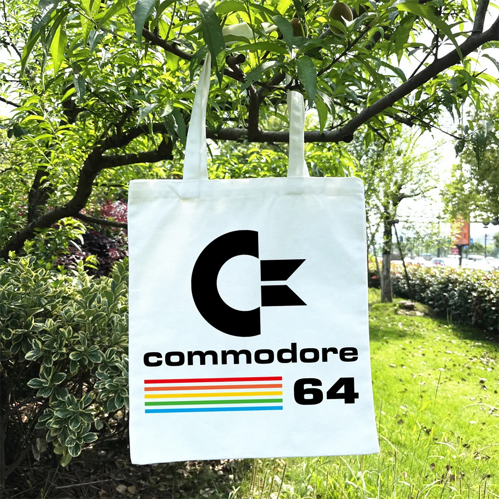 Commodore 64 Print Canvas Bag Gift AD Bag C64 SID Amiga Canvas Shoulder Bag Lightweight Shopping Bag Durable School Bag Tote Bag