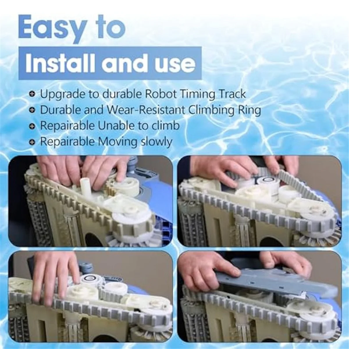 أجزاء منظف حمام السباحة، حلقة التسلق 6101611 -R4، مسار التوقيت 9985006 -R2 و 3884997 -R6 دليل عجلات بكرة التروس كومبو أطقم