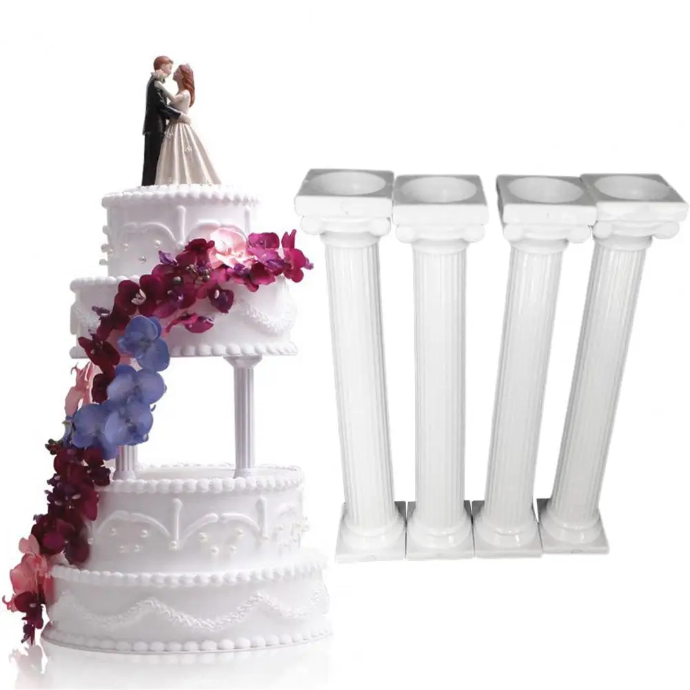 4Pcs/Set Modern Cake Pillars Eco-friendly Reusable Plastic Roman Column Cake Tiered Stands