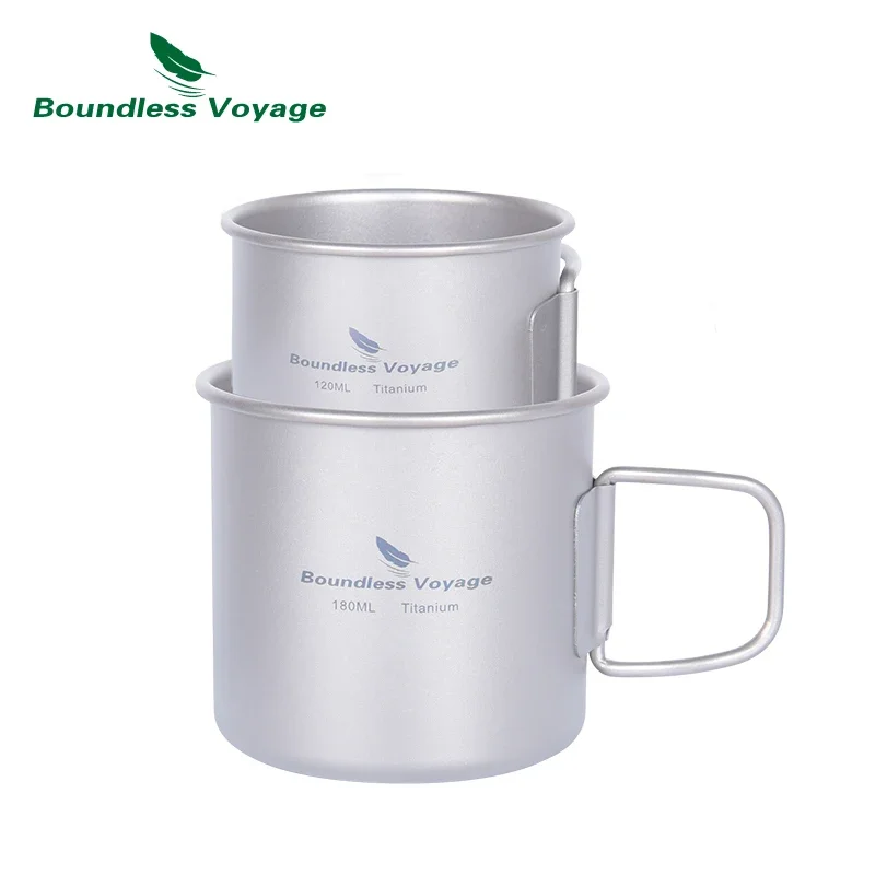 Imagem -02 - Boundless Voyage-ultraleve Titanium Mini Coffee Cup Empilhável Tea Cup Vinho Leite Canecas Outdoor Camping Drinkware 120ml 180ml