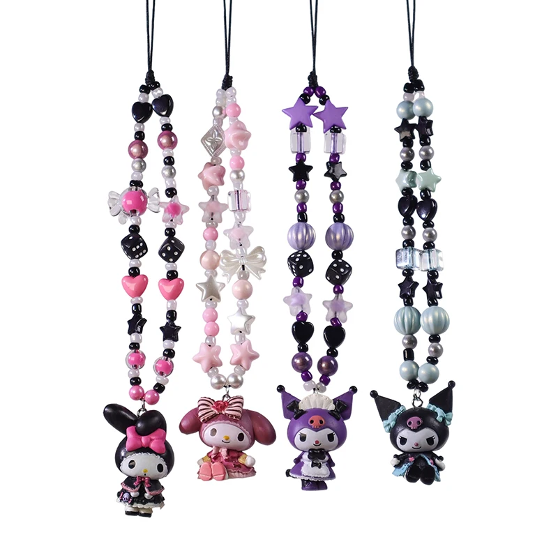 Charm Sanrio Phone Rope Knot Cellphone Lanyard Keychain Cute Kuromi Melody Phone Chain Woman Girl Bag Pendant For Earphone Case