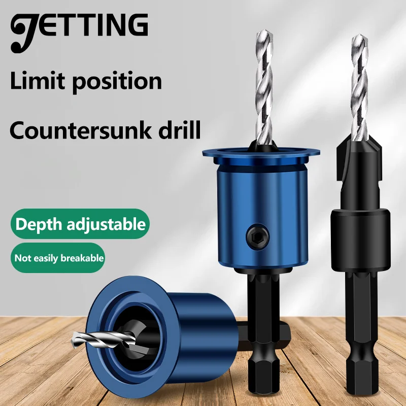 

1 Set Woodworking Tool 8/10mm Shank Drill Bit Core Limiter Countersink Drills Router Bit With Hexagon Wrench