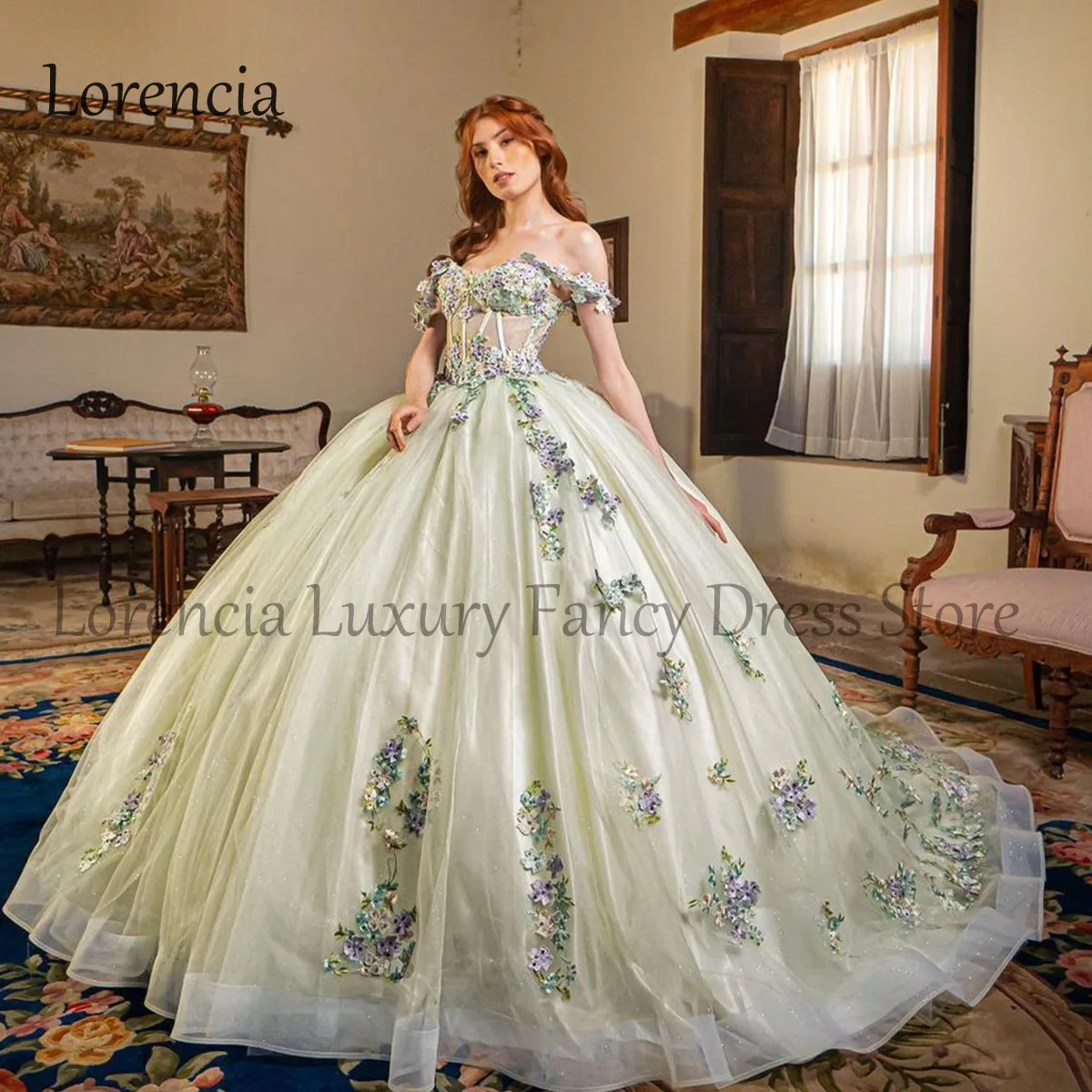 

Мексиканское платье для Quinceanera, милые бальные платья 16 15, 3D цветочные искусственные Официальные Бальные платья, официальные платья, платья для XV лет