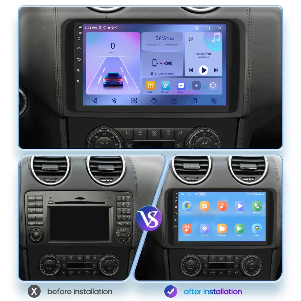 

Android14 Car Radio For Mercedes ML W164 X164 ML350 ML300 GL500 ML320 ML280 GL350 Multimedia Player GPS Navigation CarPlay