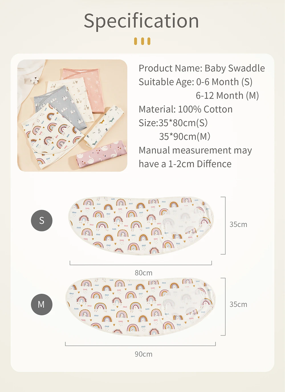 Bilayer Baby Wrap Decke Neugeborenen Baby Swaddle Krawatte Anti Startle Jump Decke Sommer Dünne Baumwolle Weiche Windel Ändern Decke – Detail 9