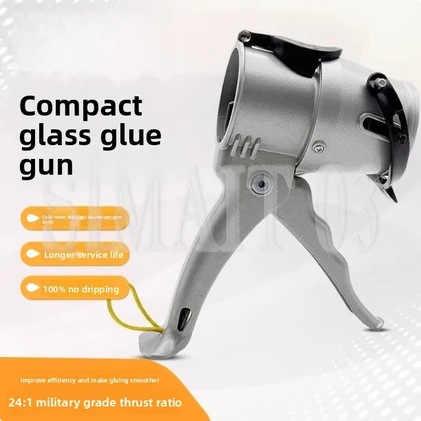 Aluminum Alloy Glass Glue Gun | Drip-Free & Labor-Saving Design | Ultra-Short Portable Caulking Tool for DIY & Repair