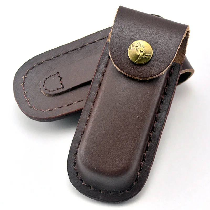 1piece Brown Fold Knife Tool Flashlight Belt Loop Case Holder Leather Sheath Pocket Hunt Camp Outdoor Carry Equipment