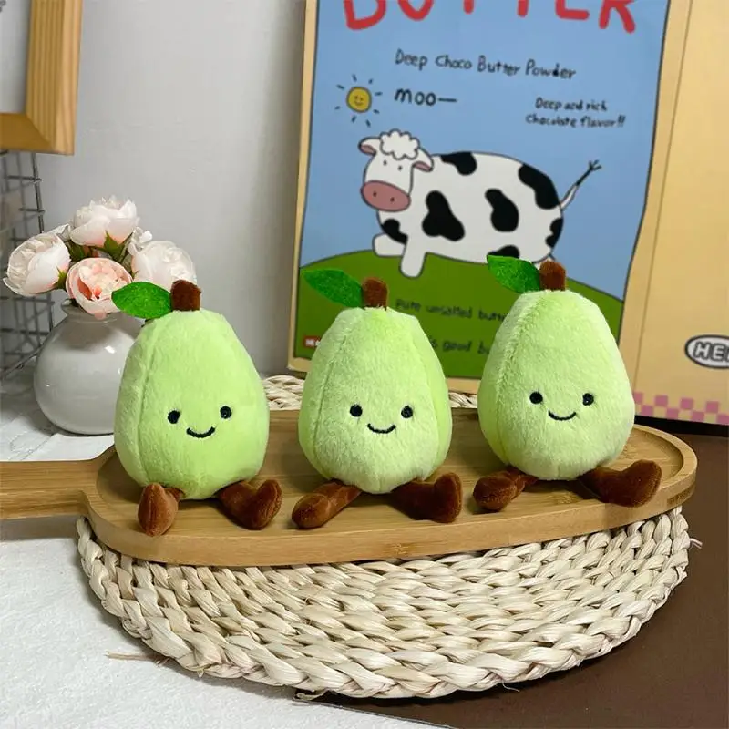 Bonito pelúcia simulado pêra verde pingente chaveiro kawaii pelúcia boneca pingente mochila bolsa decoração pingente presentes