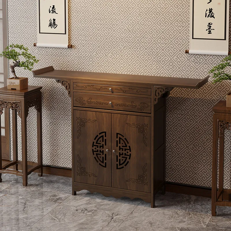 Cz   chinoiserie standing cabinet god of wealth offering table buddha altar for home incense   statue guan gong bodhisattva