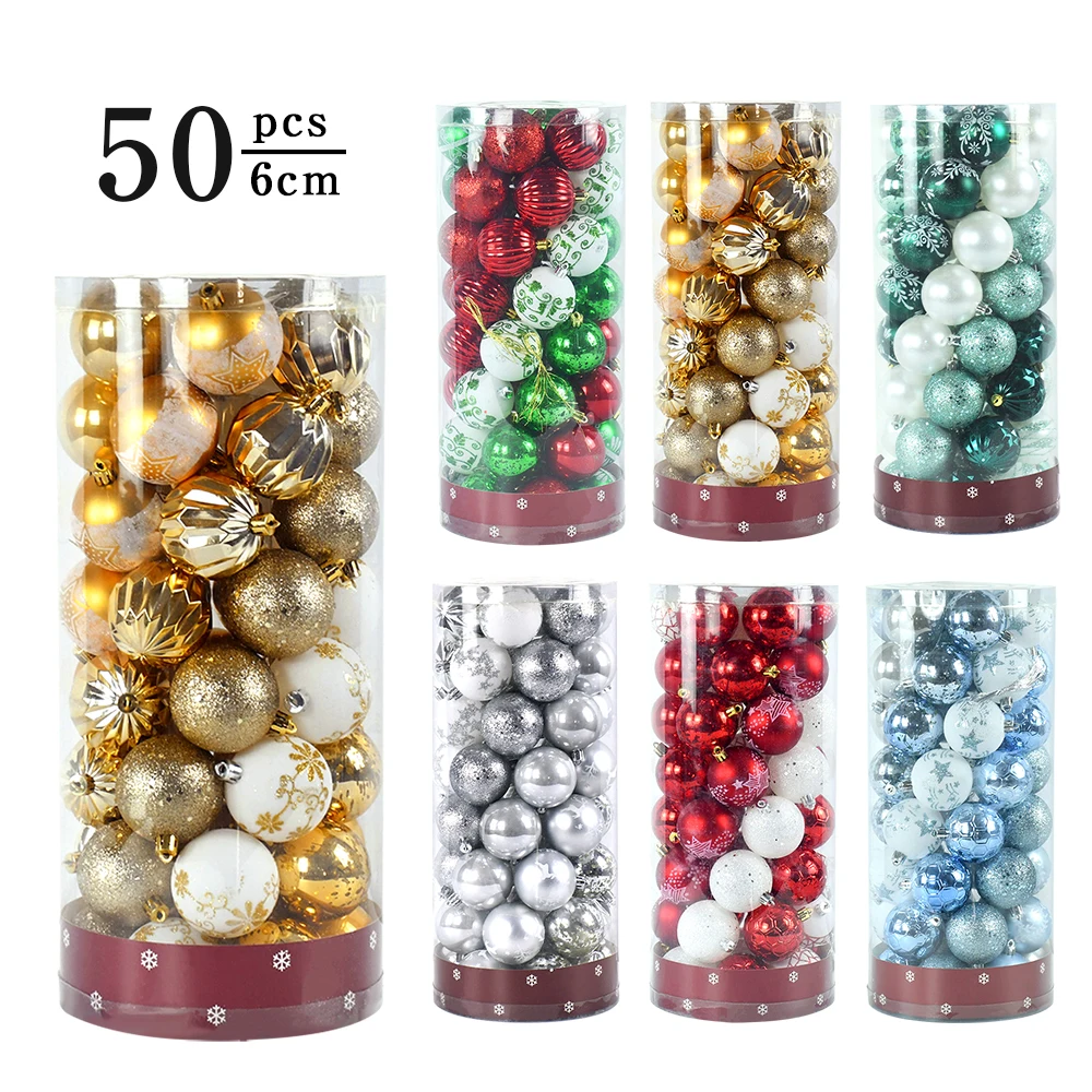 

50pcs/box Christmas Balls Christmas Tree Ornaments Ball Xmas Hanging Tree Pendants Home Party Decor New Year Gift Noel Navidad