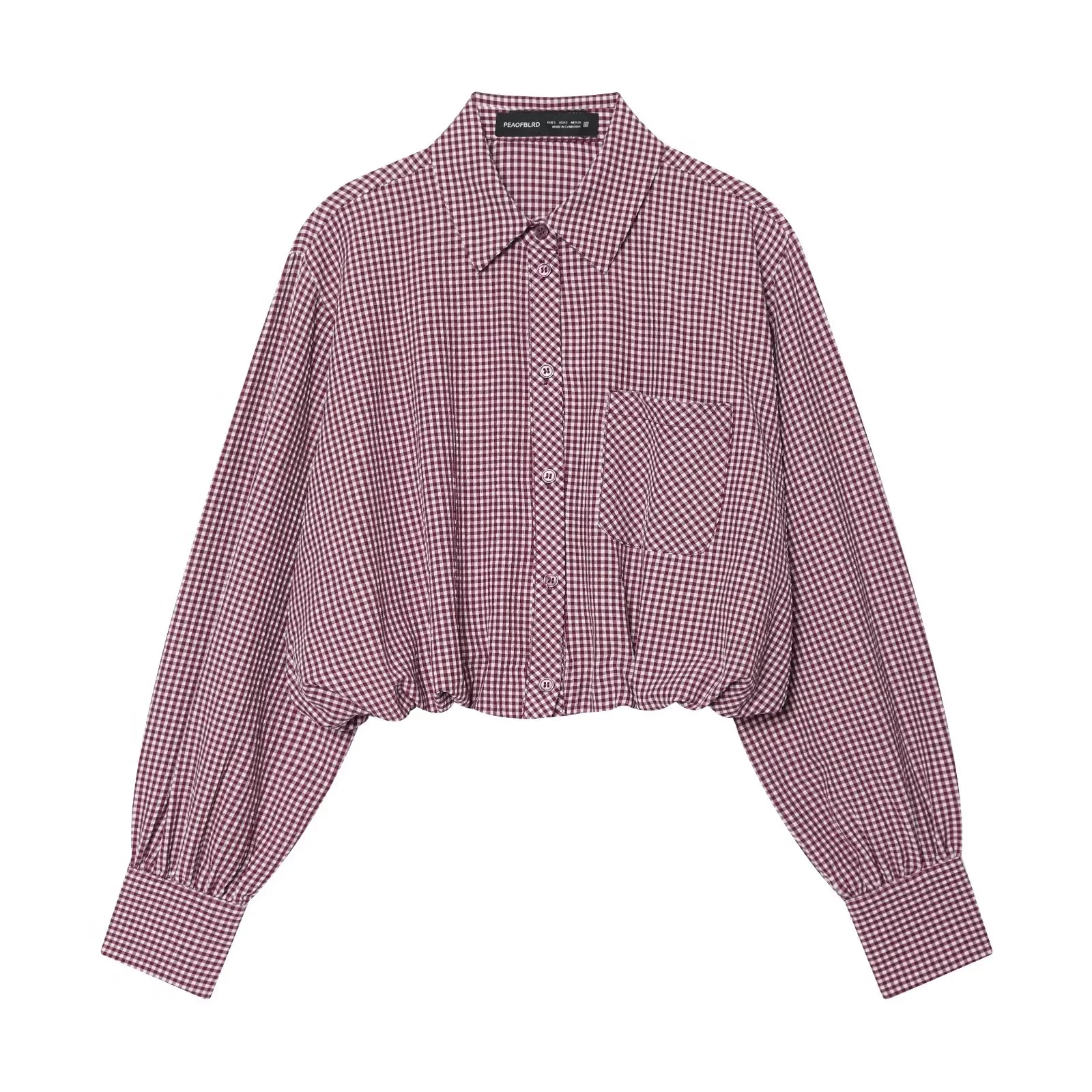 BSAY Damenmode Kariertes Hemd 2026 Frühling Neu College-Stil Revers Langarm Blusen Einreihig Schicke Damen Oberteile Mujer – Detail 3