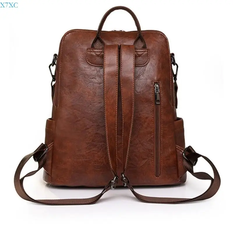 

X7XC Elegant Women Backpack Vintage Shoulder Bag Casual Daypacks PU Leather Handbag