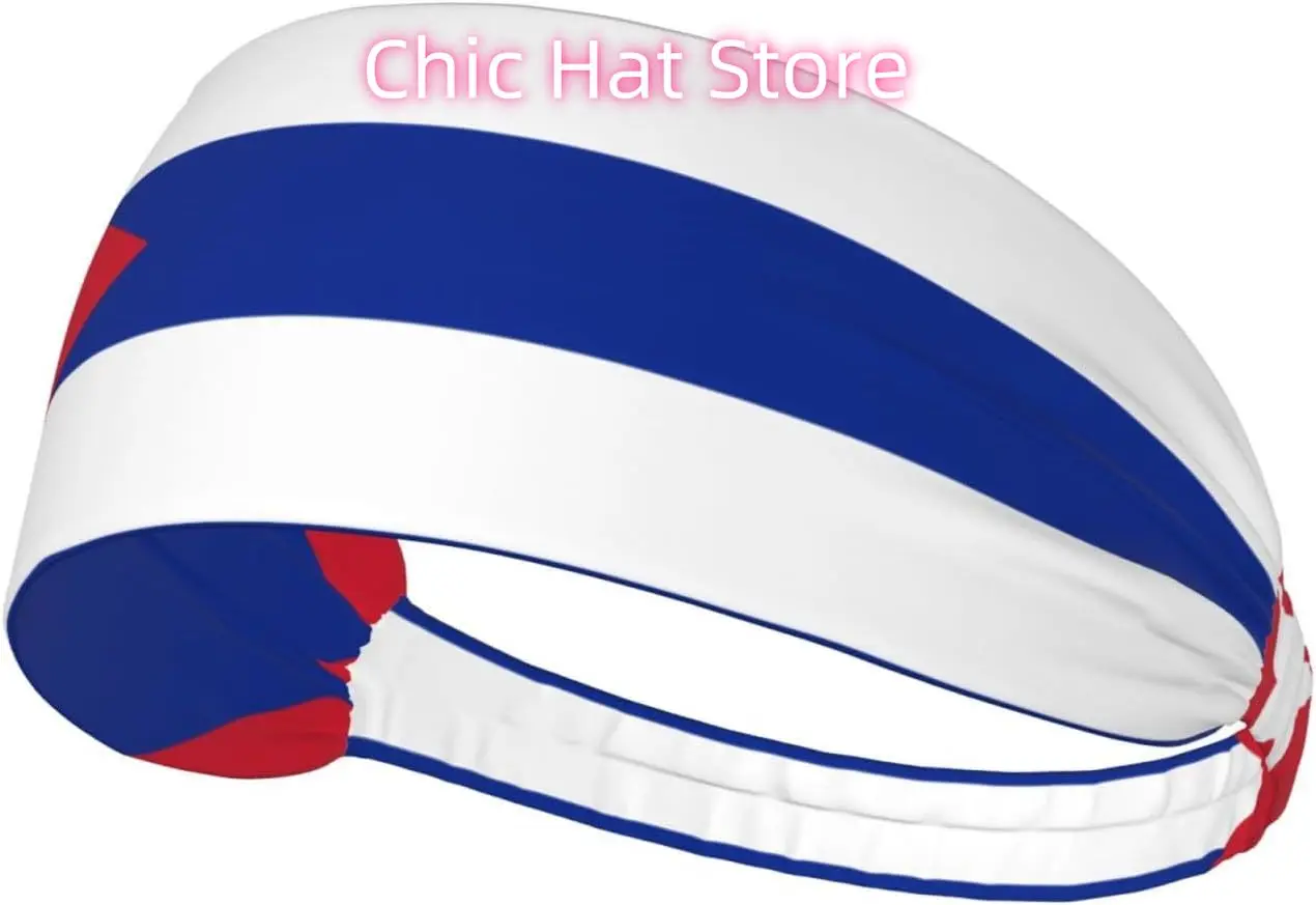 

Cuban Flag Elastic Exercise Headband, Fitness Exercise Yoga Cycling Headband, Outdoor Sports Elastic Sweat-Absorbing Headband,