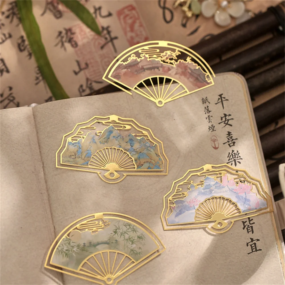 

Exquisite Sector Bookmark Chinese Style Retro Metal Bookmarks Quality Reading Accessories Book Lover Gifts School Supplies