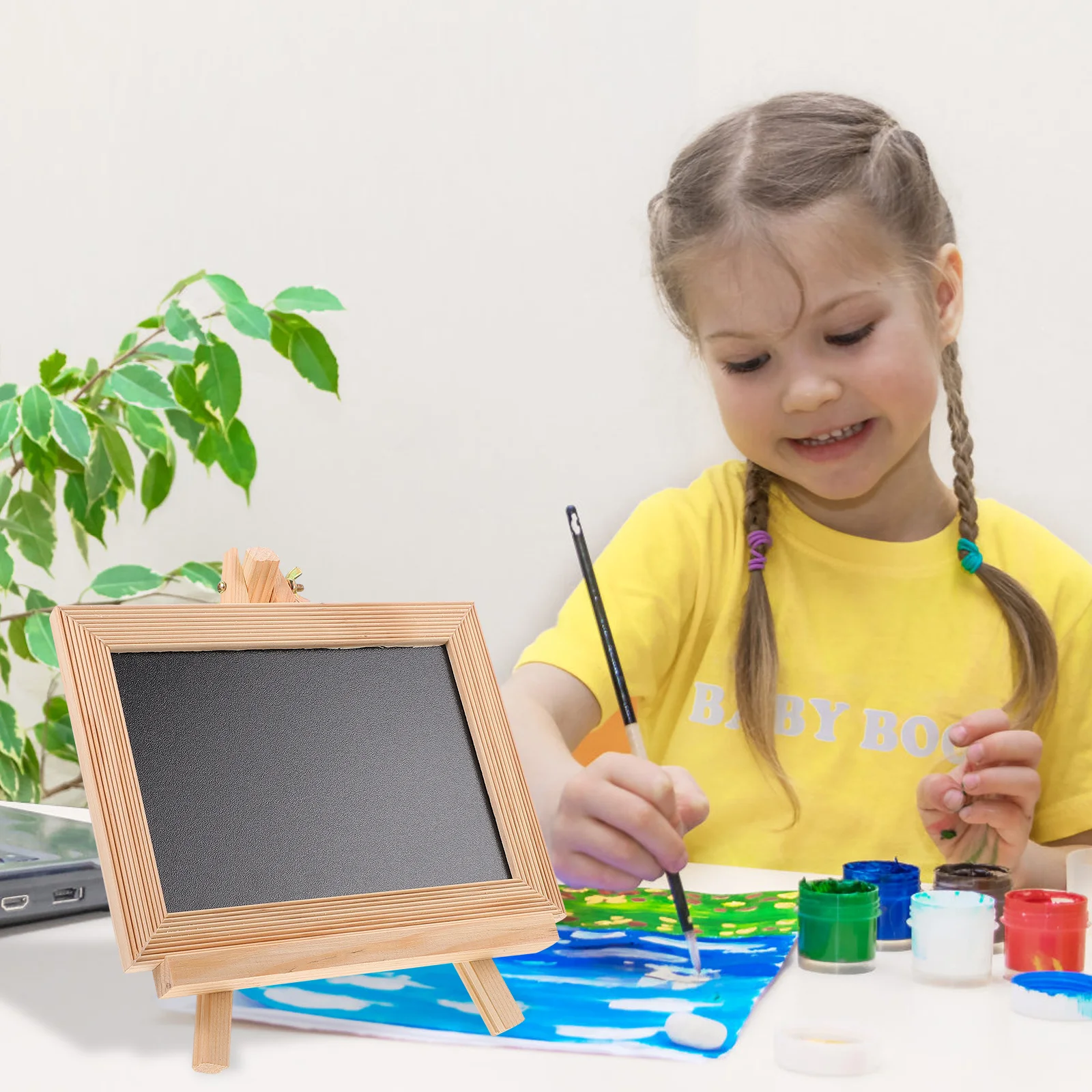

1 set Multi-Function Small Chalkboard For Calligraphy Painting Drawing Board Desktop Writing Blackboard Solid