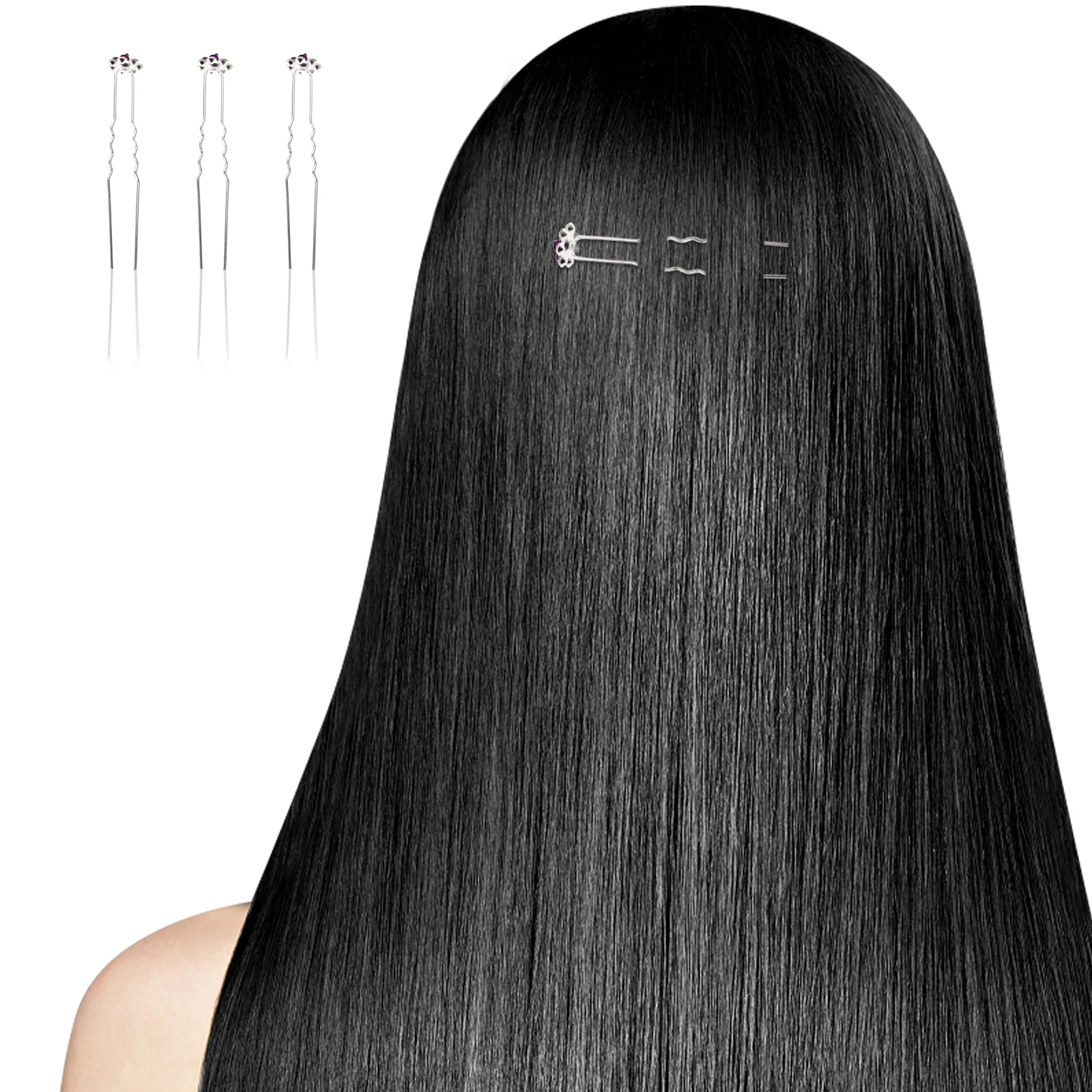 

20Pcs Wedding Bridal Hair Clips U Shaped Rhinestone Hairpins Elegant Hair Accessories for Ceremony