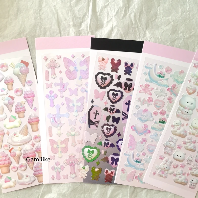 Cute Star Moon Rose Series Laser Stickers Hand Account Idol Card DIY Material Decorative Sticker Personalized Korean Stationery