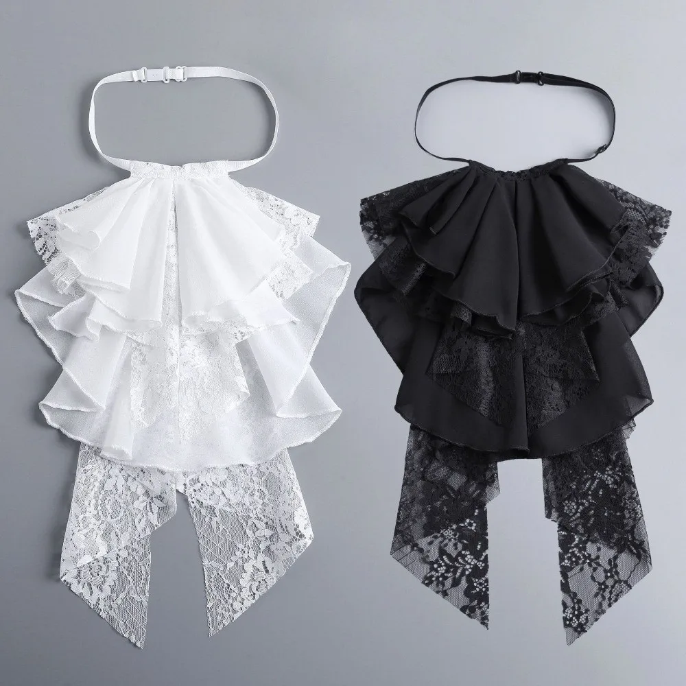 Elegant Detachable Lace Collar Adjustable Layered Jabot Collar Ruffle Design Lace Neckline False Collar for Women