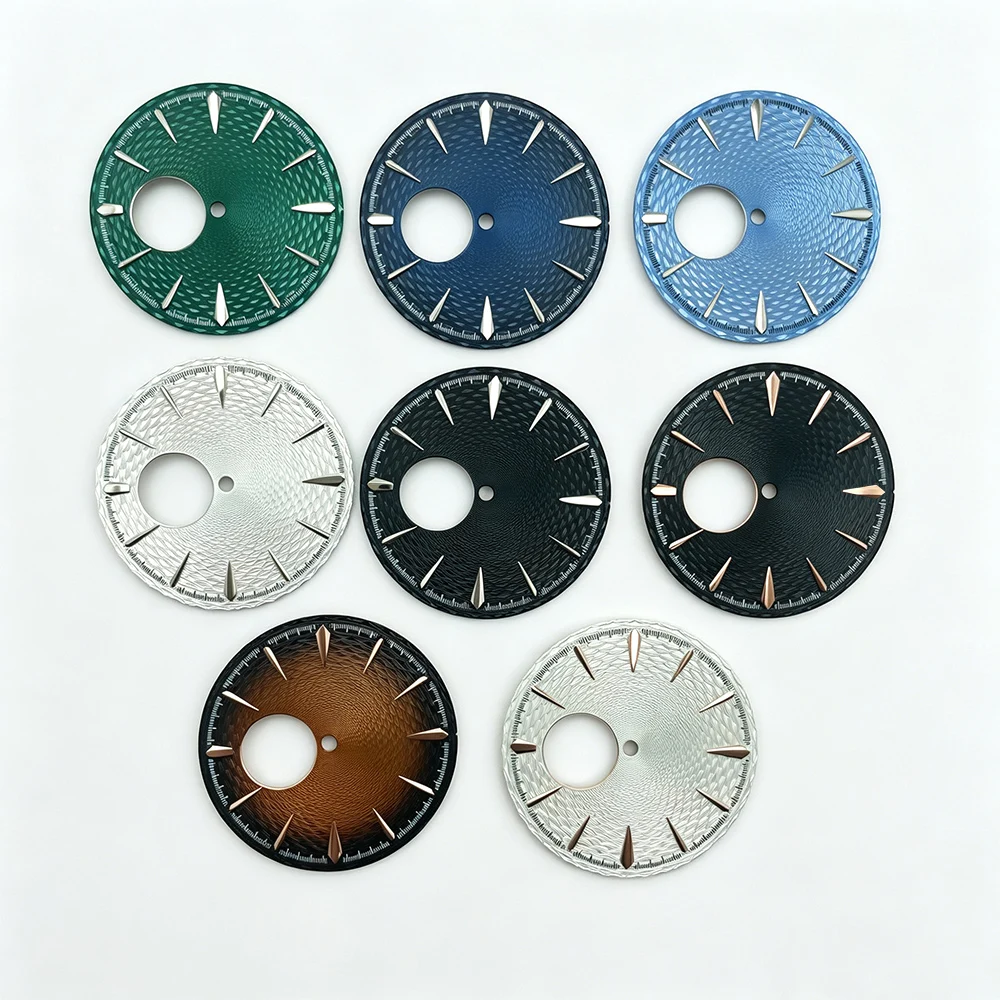 New Style 35mm NH38 Dial Radiant Texture Cocktail Watch Dial Suitable for NH35/36/38 Movement Silver Rose Gold Claw Markers Mod