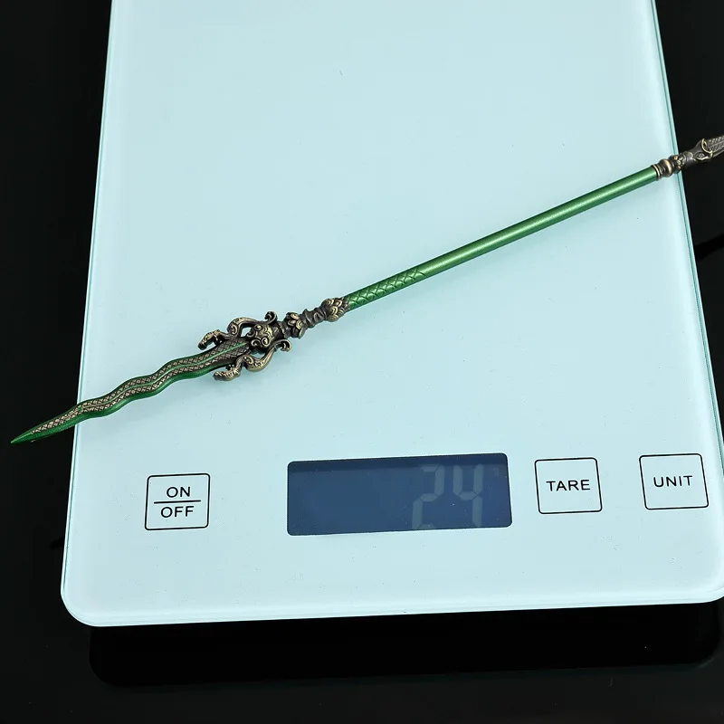 22cm/8.66in mito preto branco showman lança jogo periférico artes marciais arma modelo de metal brinquedos espada e faca ornamento de mesa