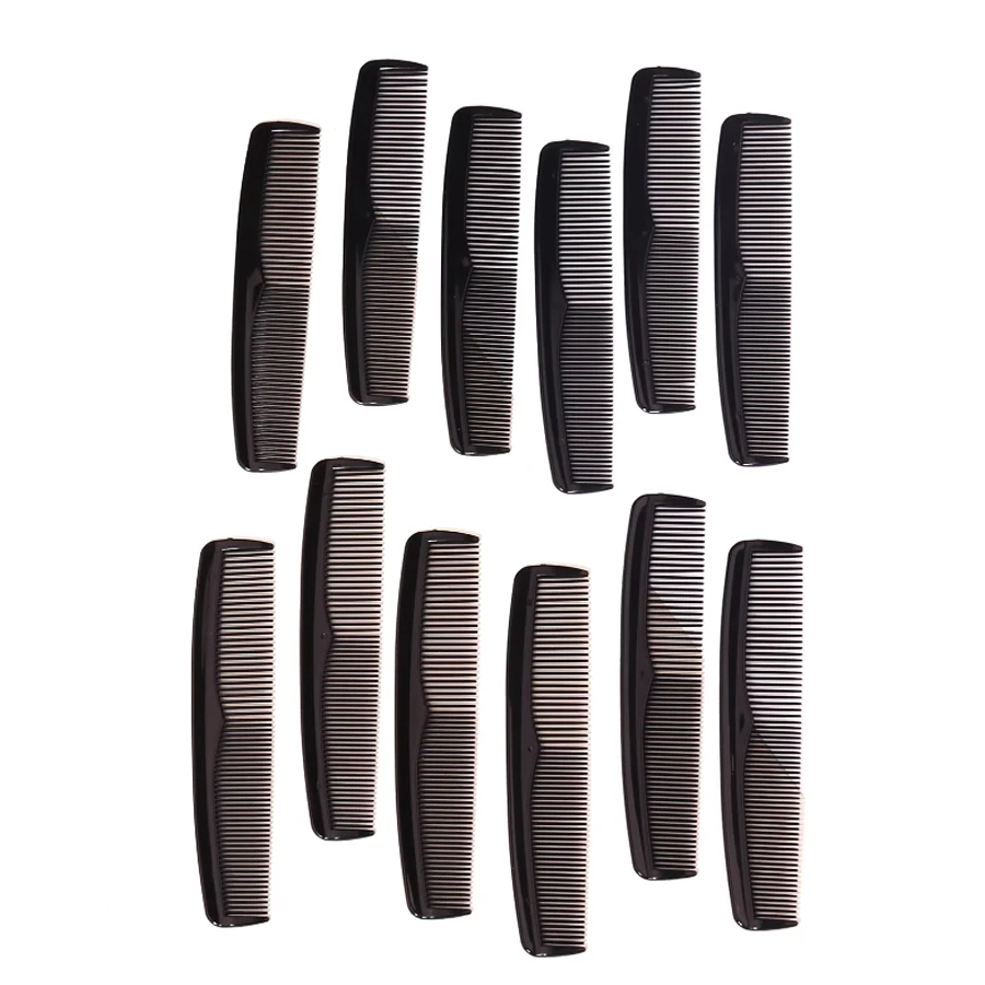 

12 шт. портативные пластиковые антистатические двусторонние плотные зубчатые расчески для волос салонная расческа инструменты специально для настоящих париков из волос