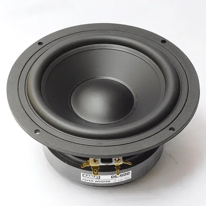 1 Piece Kasun DL-600 6.5\'\' Midwoofer Speaker Driver Unit Casting Aluminum Basket Black PP Cone Fs=36Hz 8ohm/180W OD=179mm
